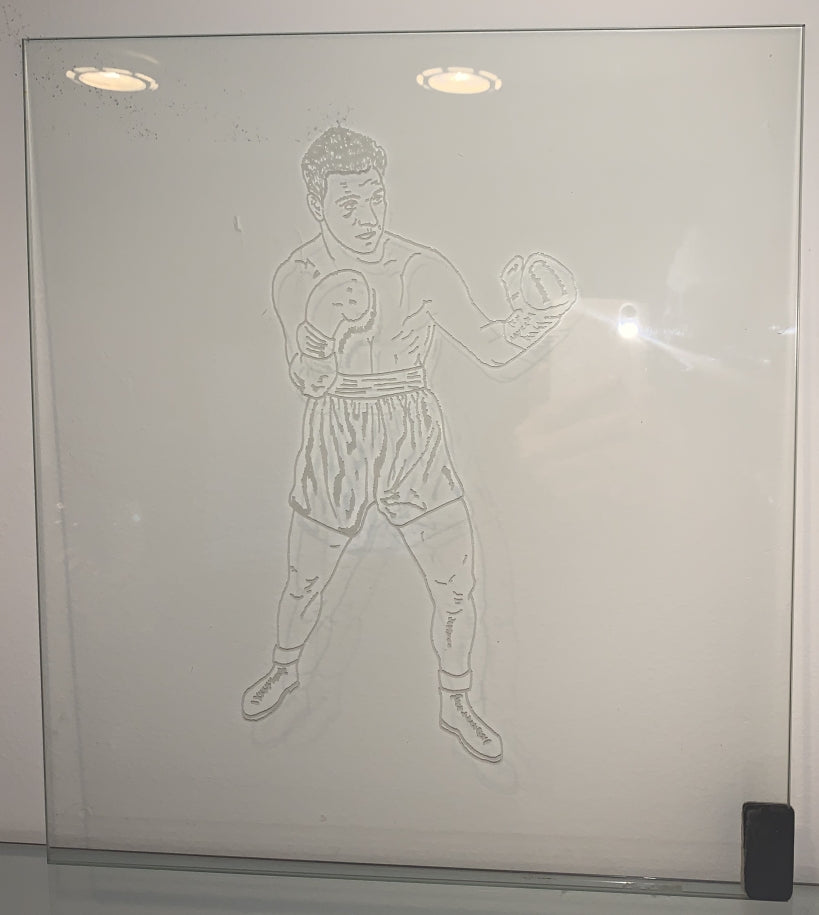 Rocky Marciano - Glass Sketch Boxing Artwork