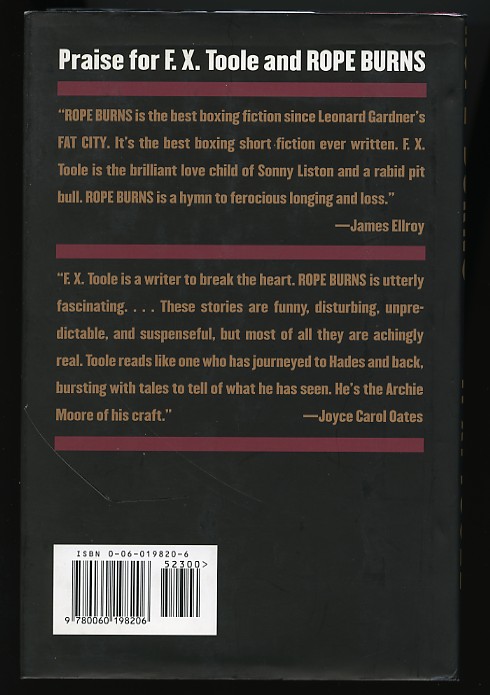 Rope Burns, Stories From the Corner - Boxing Book by F.X. Toole - Million Dollar Baby 1st Edition