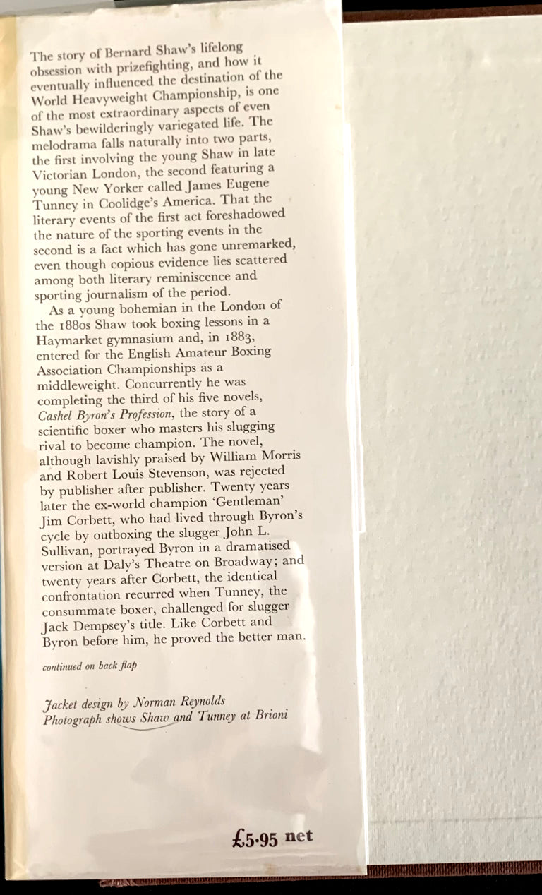 Shaw's Champions: George Bernard Shaw and Prizefighting from Cashel Byron to Gene Tunney - Boxing Book by Benny Green - 1978 Edition - HC w/DJ