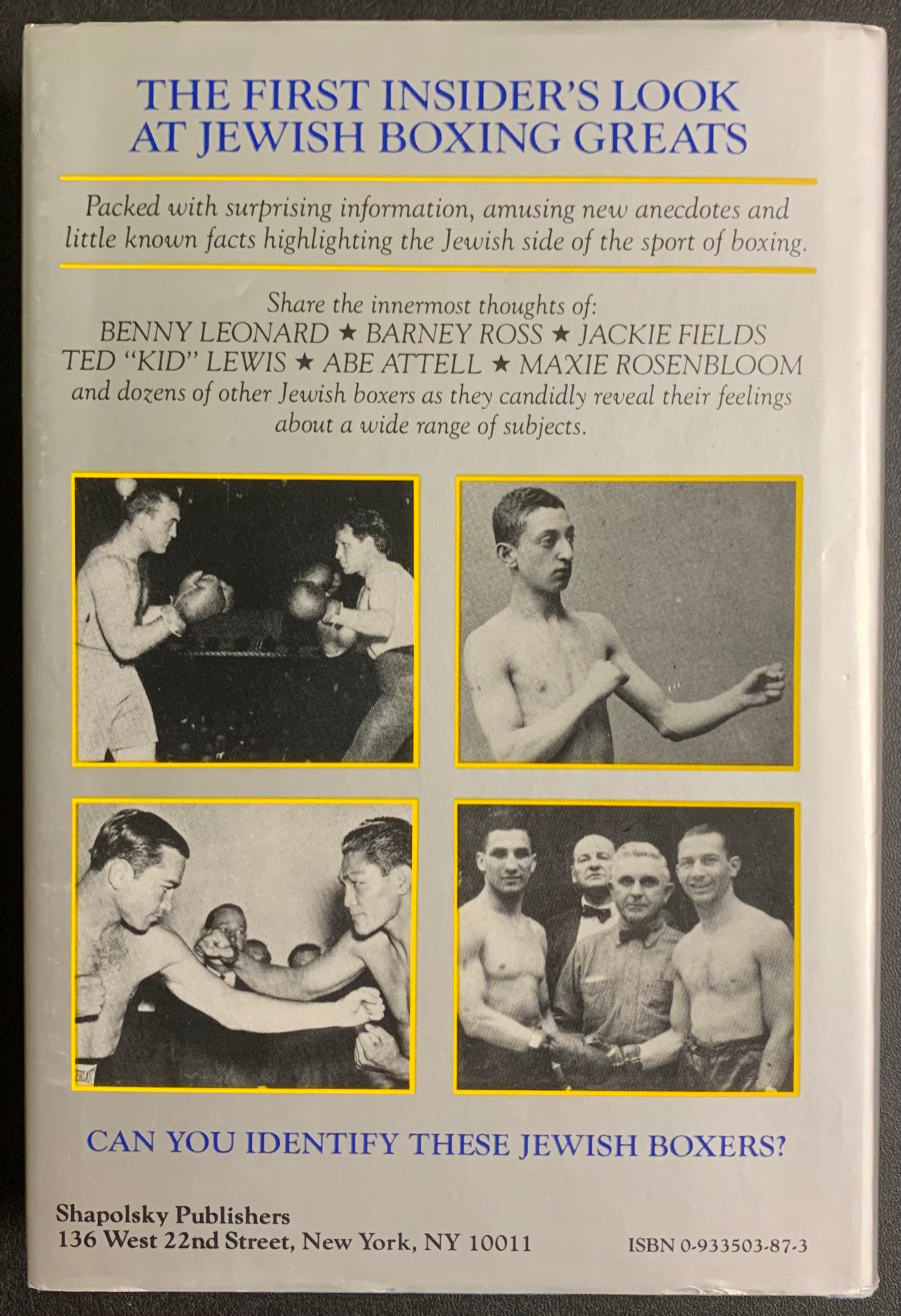 The Jewish Boxers Hall of Fame by Ken Blady - 1988 1st Edition Boxing Book - Hardcover with Dustjacket