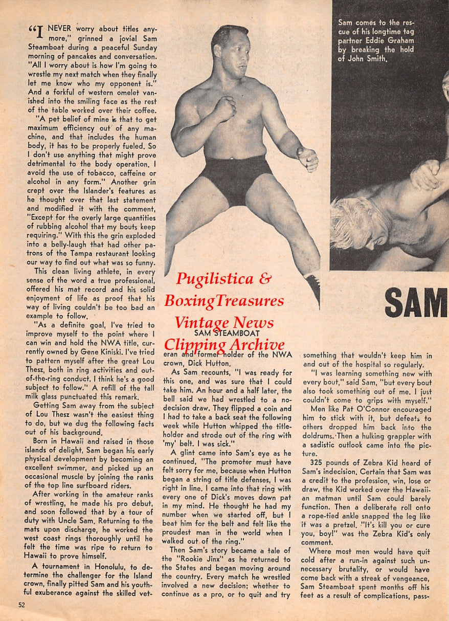 Wrestling News Clipping #99 - George Bollas "Zebra Kid", Ray Hunter, Doctor Death, Sam Steamboat