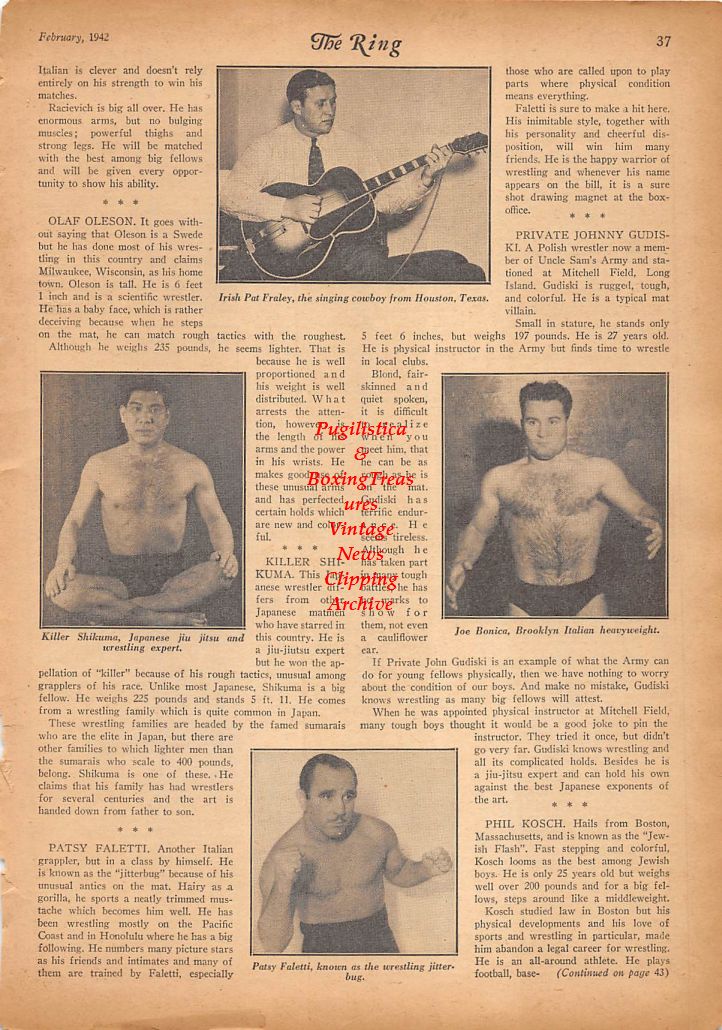 Wrestling News Clipping #02 - Irish Pat Fraley, Killer Shikuma, Joe Bonica, Patsy Faletti
