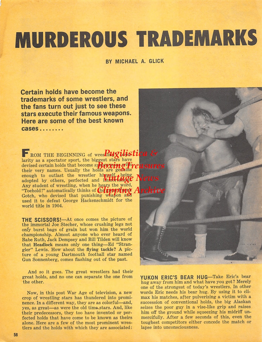 Wrestling News Clipping #112 - Buddy Rogers, Von Bruenner Twins, Paul Anderson, Penny Banner, Yukon Eric
