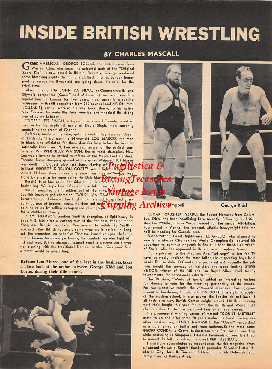 Wrestling News Clipping #12 - Ian Campbell, George Kidd, Jon Cortez, Lou Marco