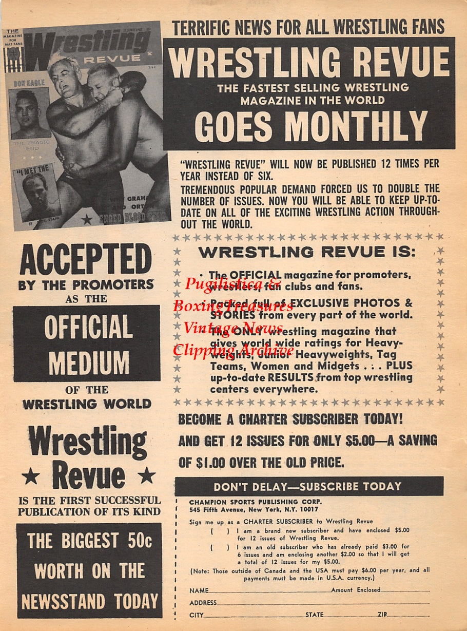Wrestling News Clipping #12 - Ian Campbell, George Kidd, Jon Cortez, Lou Marco