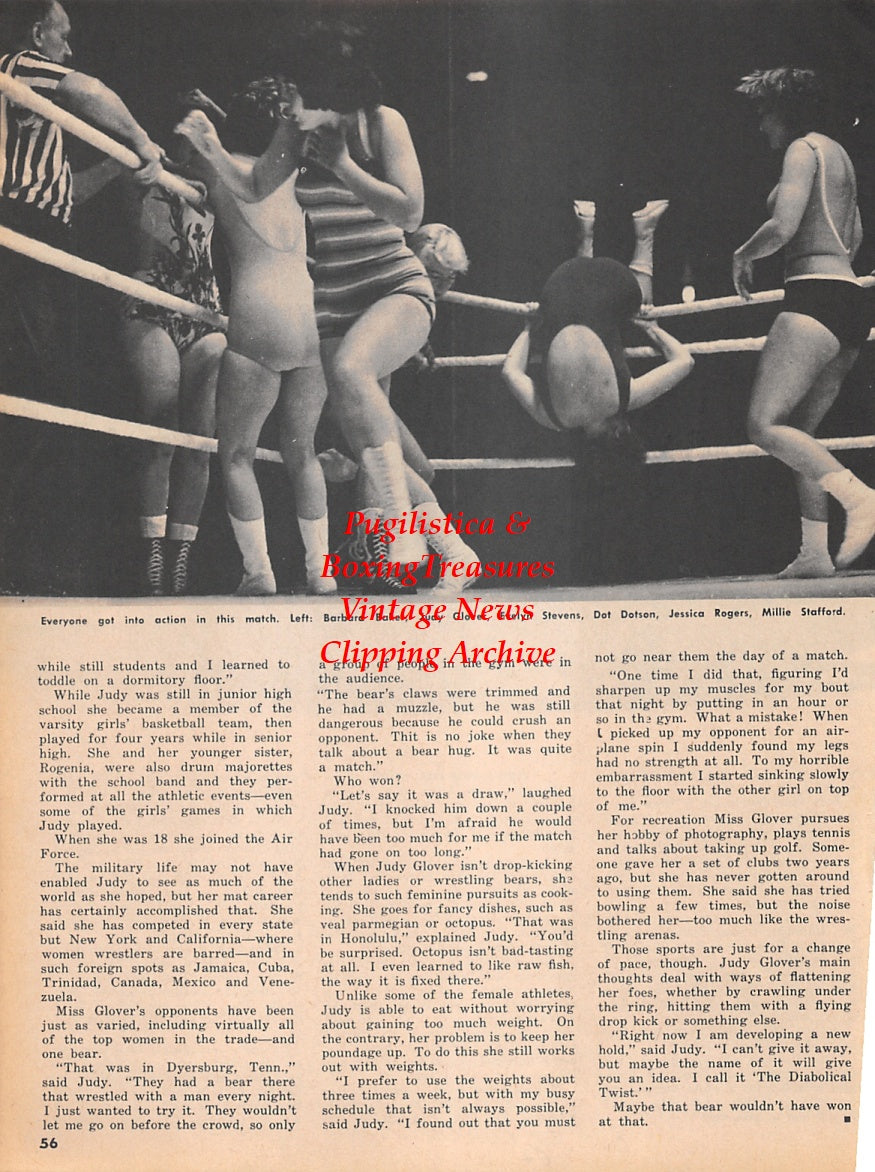 Wrestling News Clipping #120 - Judy Glover, Barbara Baker, Evelyn Stevens, Dot Dotson, Jessica Rogers, Millie Stafford