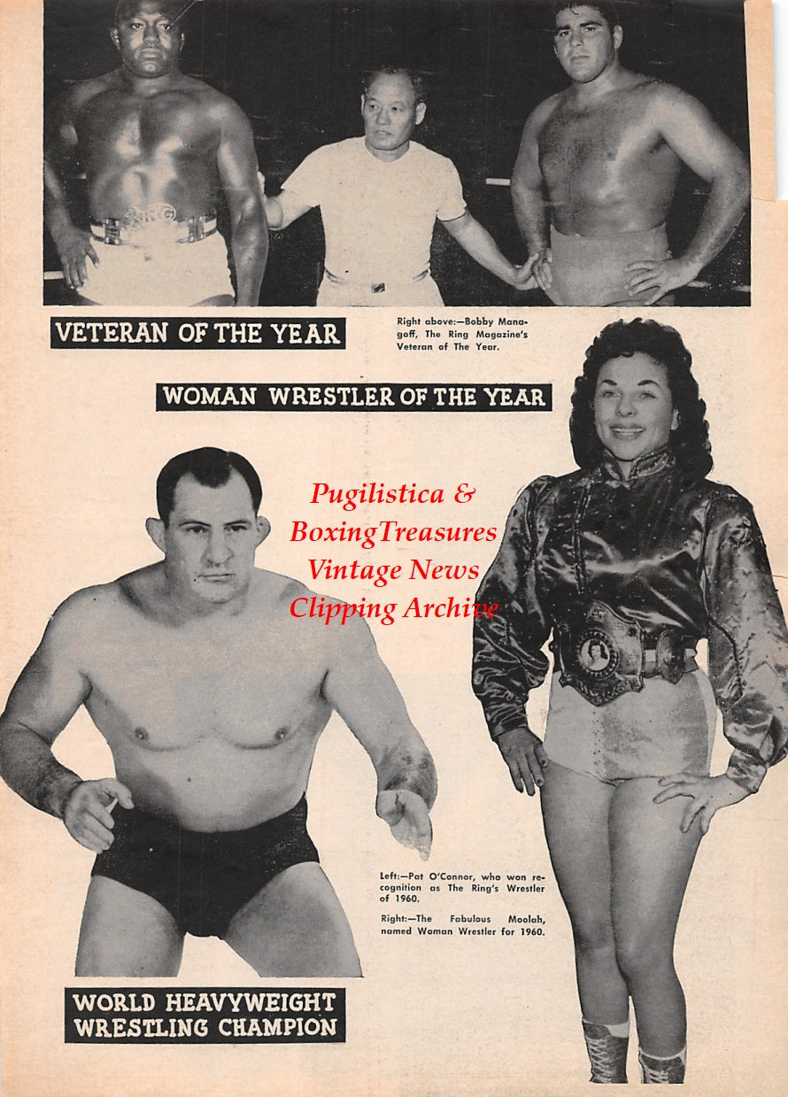 Wrestling News Clipping #130 - Bobby Managoff, Pat O'Connor, The Fabulous Moolah, Nick Bockwinkle, Angelo Poffo, Doc Gallagher, Mike Gallagher