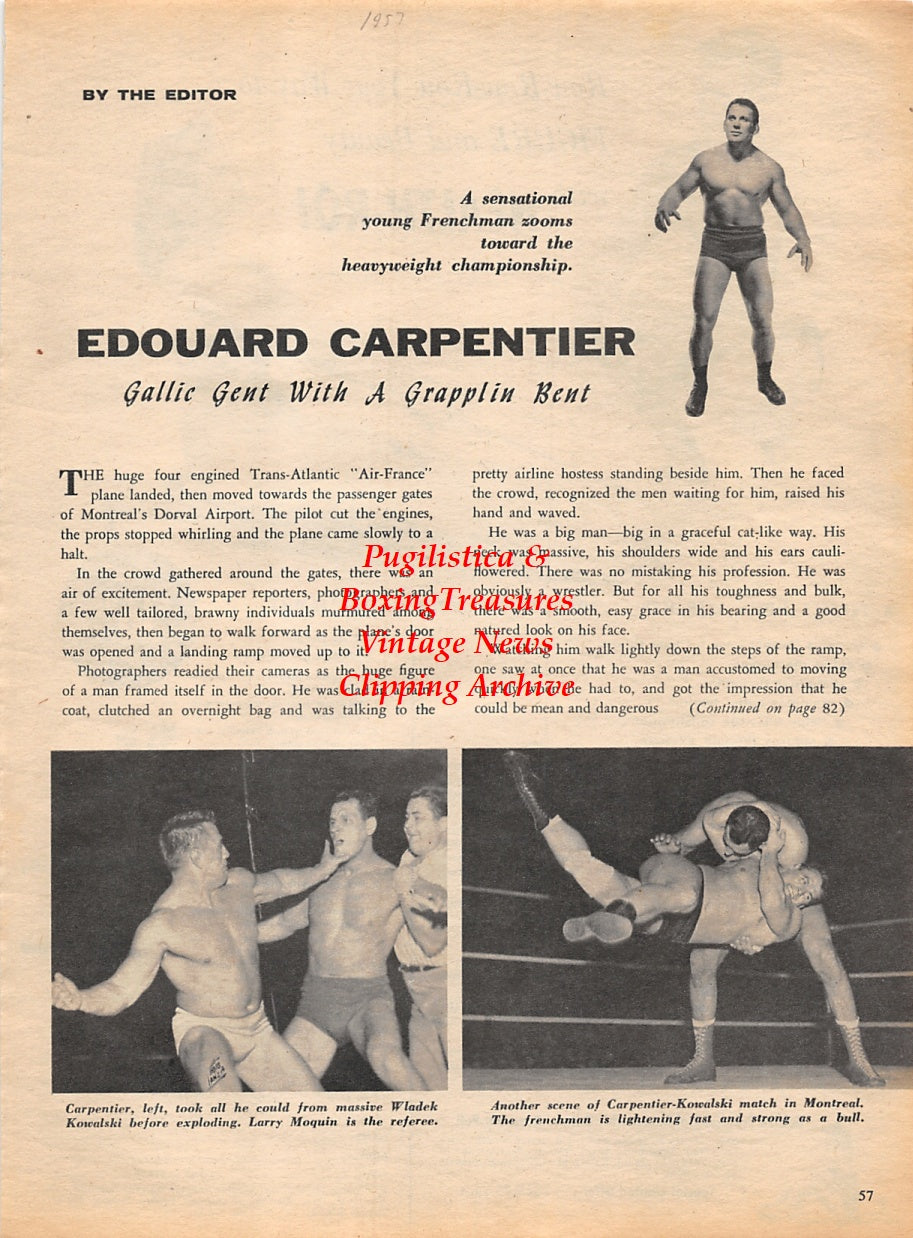 Wrestling News Clipping #14 - Edouard Carpentier, Wladek Kowalski, Larry Moquin
