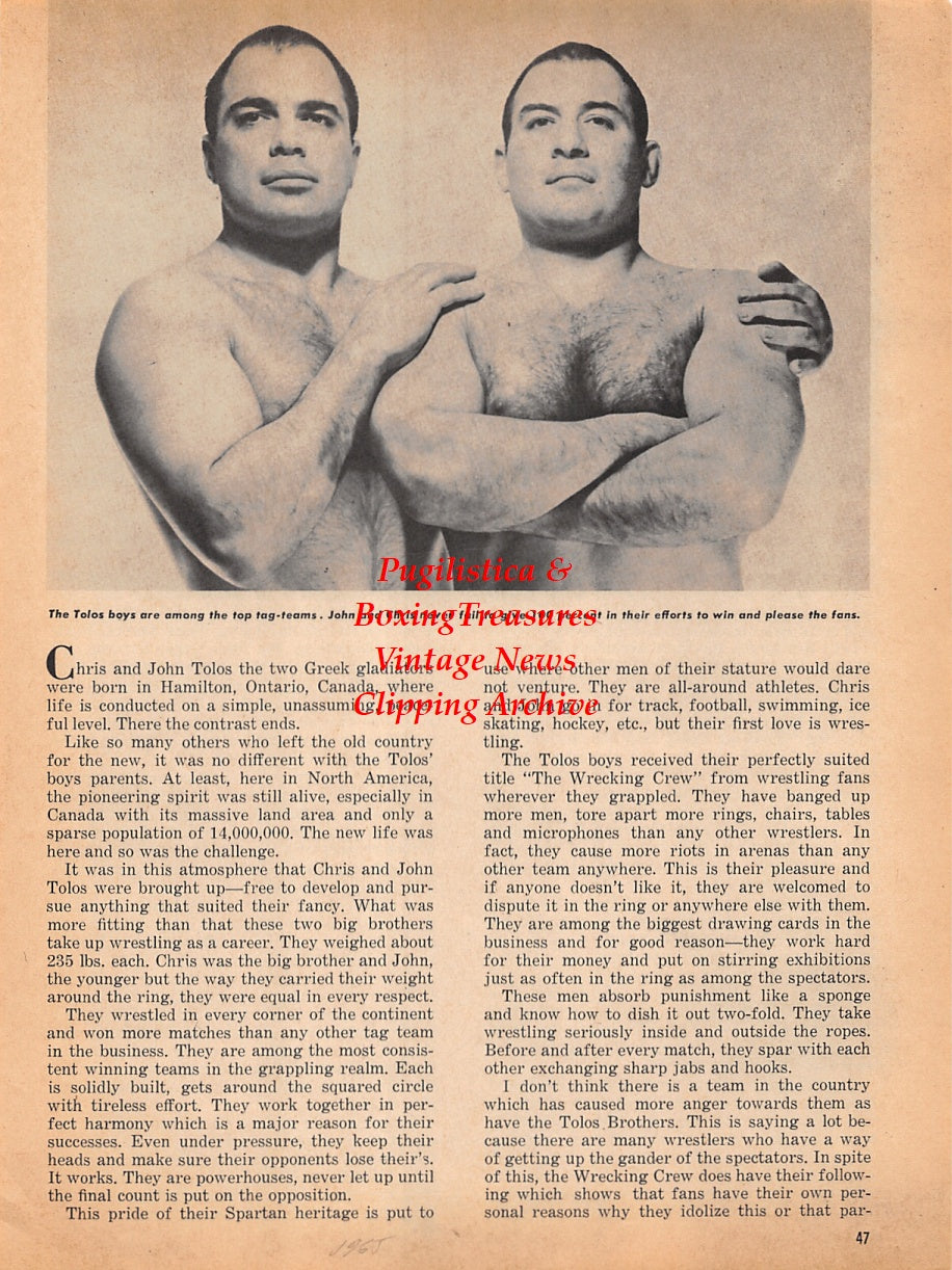 Wrestling News Clipping #145 - Chris Tolos, John Tolos