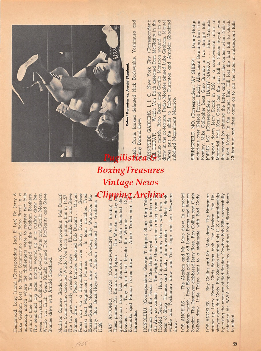 Wrestling News Clipping #151 - Donald Dinnie, Robert Duranton vs. Arnold Skaaland