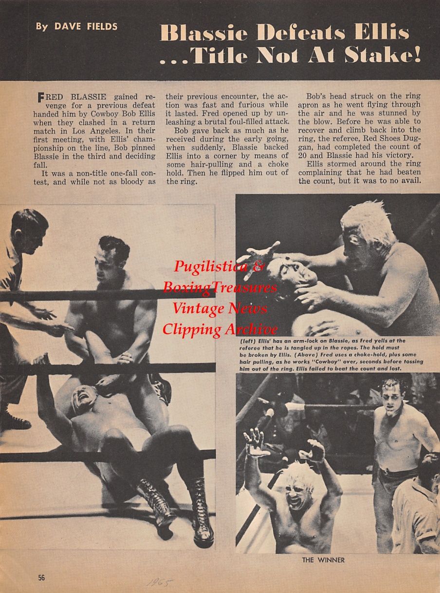 Wrestling News Clipping #155 - Cowboy Bob Ellis vs. Fred Blassie, The Hines Boys, Red Roberts, Jack Vashiak