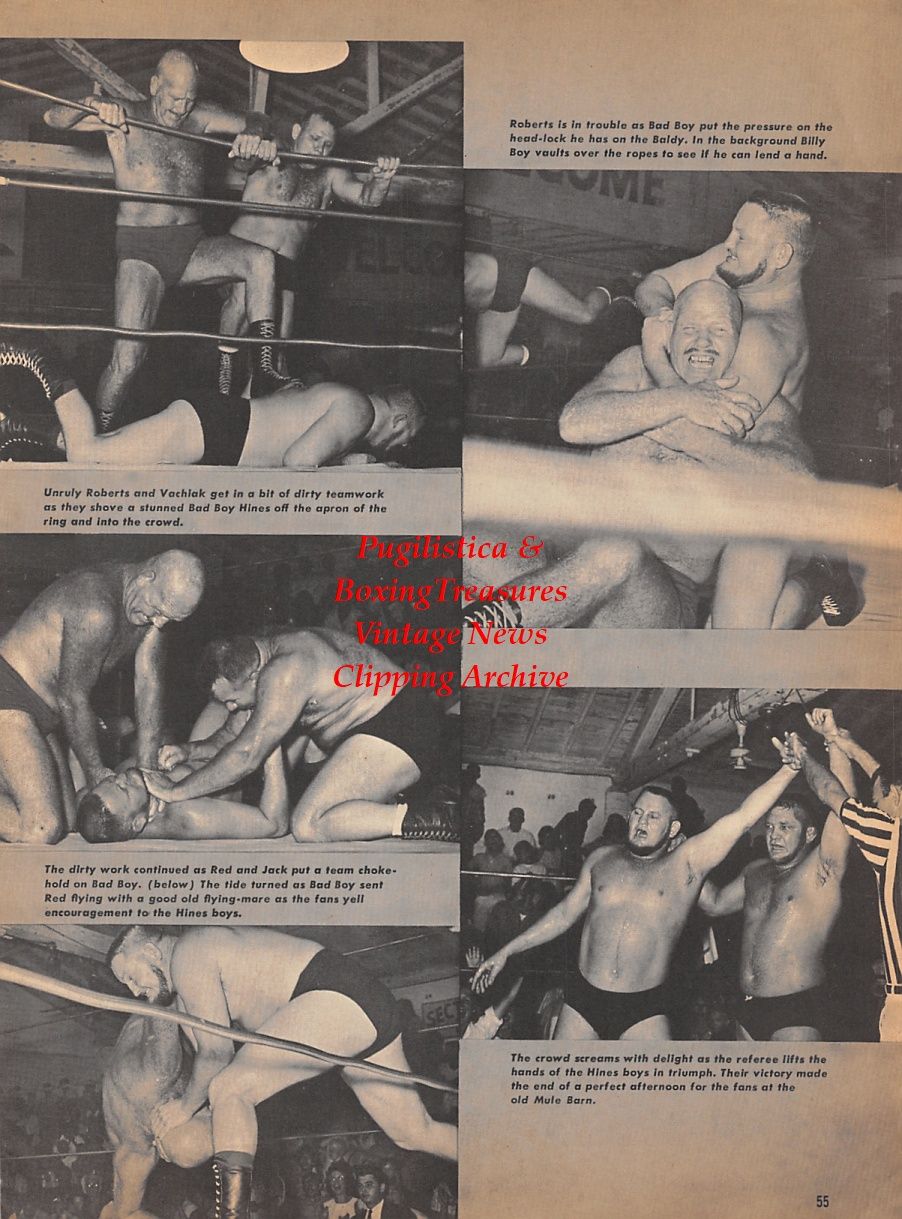 Wrestling News Clipping #155 - Cowboy Bob Ellis vs. Fred Blassie, The Hines Boys, Red Roberts, Jack Vashiak