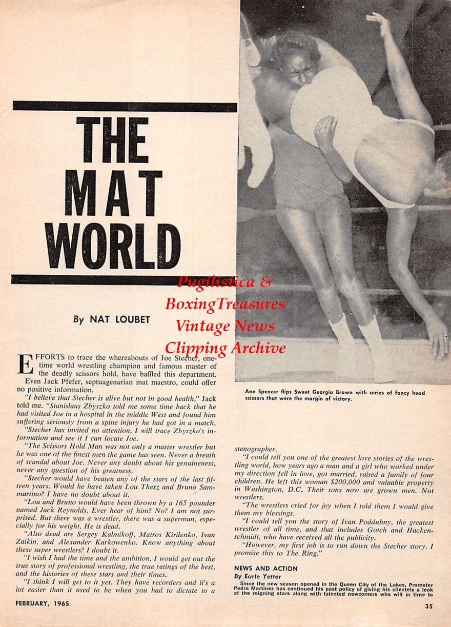 Wrestling News Clipping #179 - George Bollas "The Zebra Kid" vs. Jimmy Mitchell, Ann Spencer vs. Georgia Brown