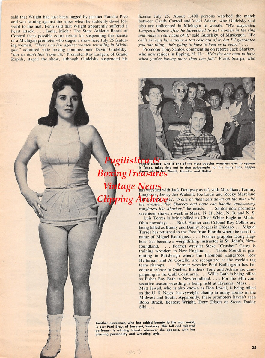 Wrestling News Clipping #193 - Wild Bill Curry, Mad Man Martin, El Medico, Patti Bray, Pepper Gomez