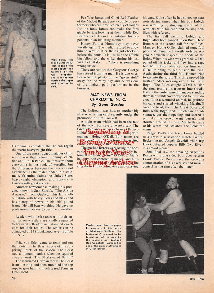 Wrestling News Clipping #196 - Baron Von Heczey, The Mysterious Medics, Vicki Page, Ian Campbell, La Legionnaire