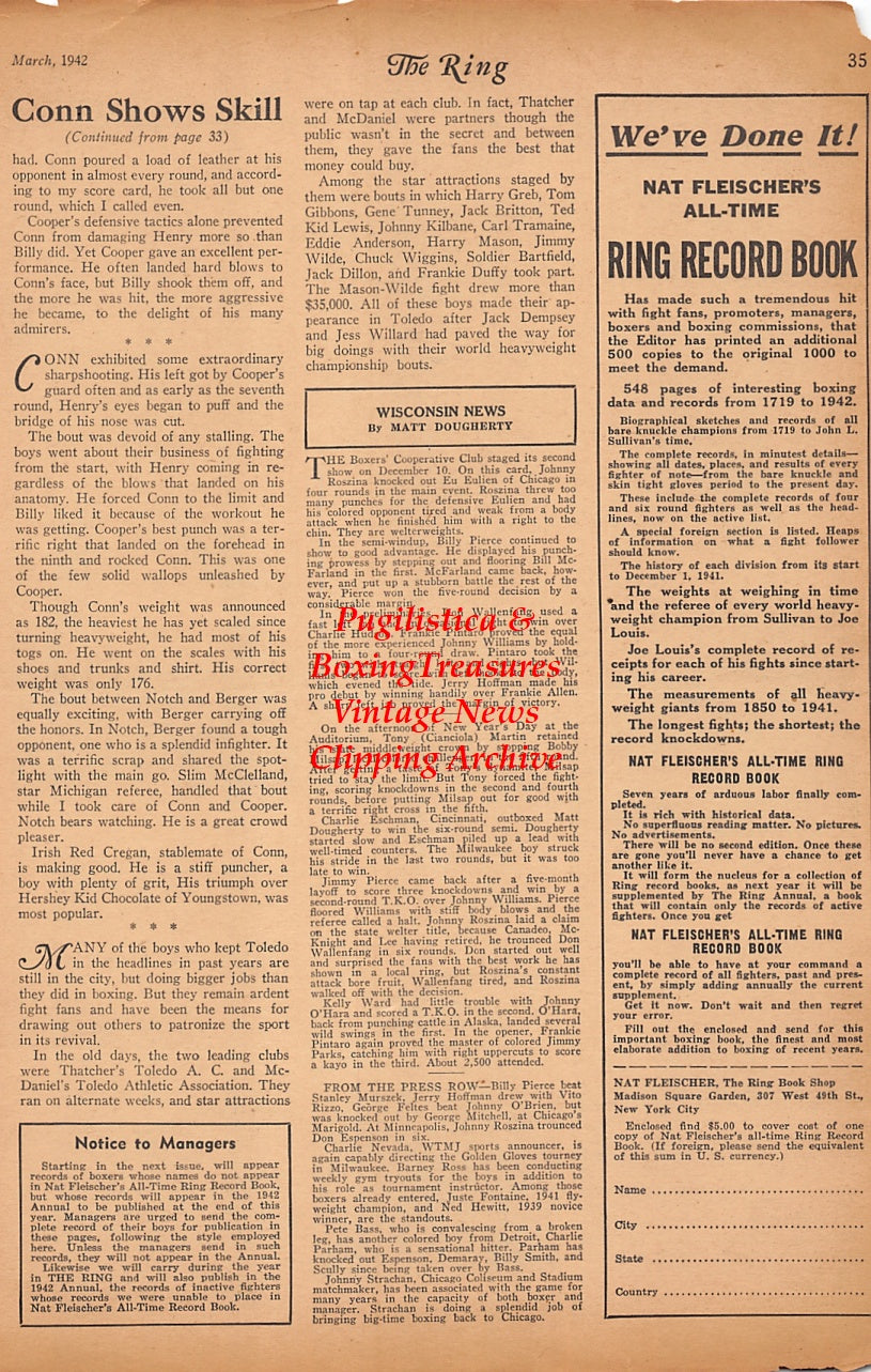 Wrestling News Clipping #217 - Whiskers Jack Basette, Leo Wallick, Ernest Dutch Hefner, Eddie Malone "Moon Face"