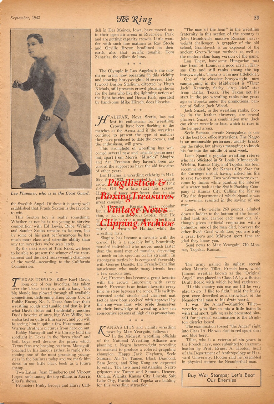Wrestling News Clipping #223 - Leo Plummer