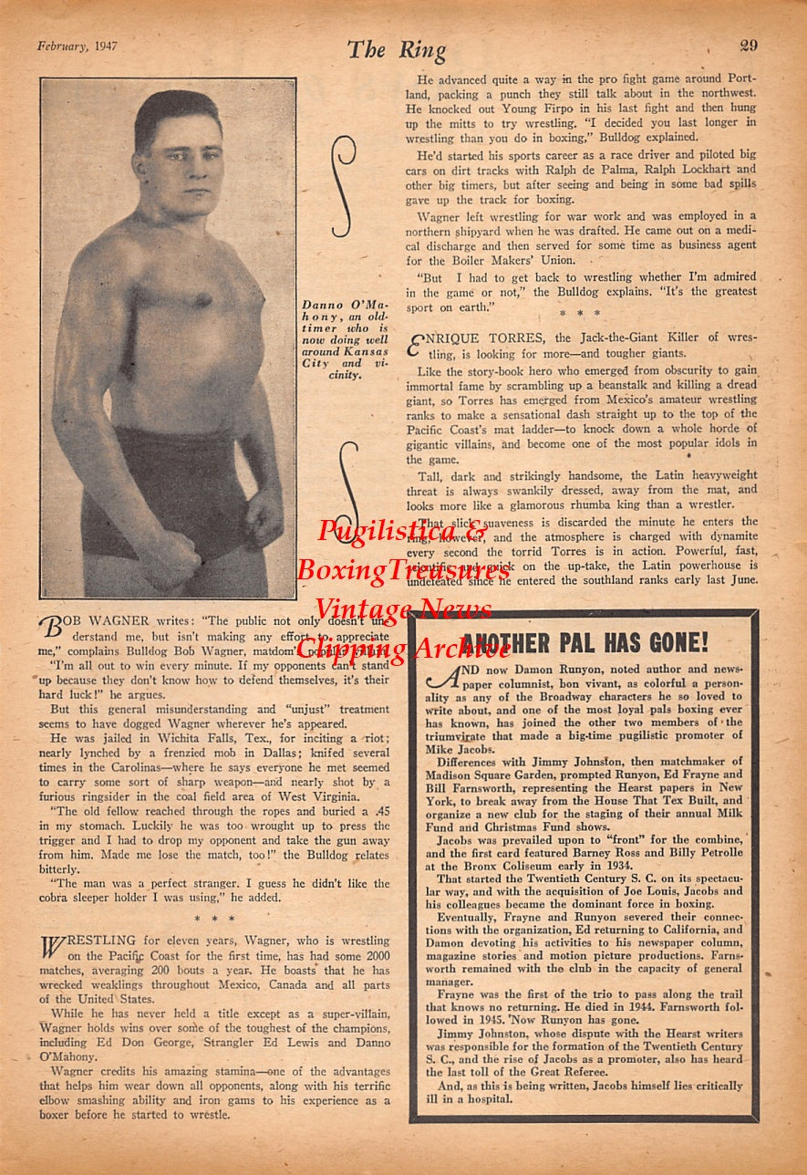 Wrestling News Clipping #238 - Danno O'Mahony