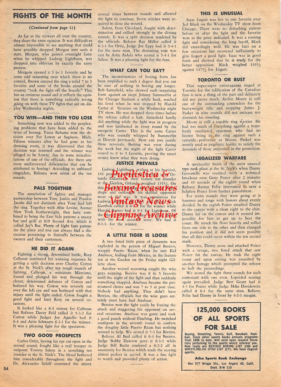 Wrestling News Clipping #24 - Rocky Valentine vs. Bobo Brazil