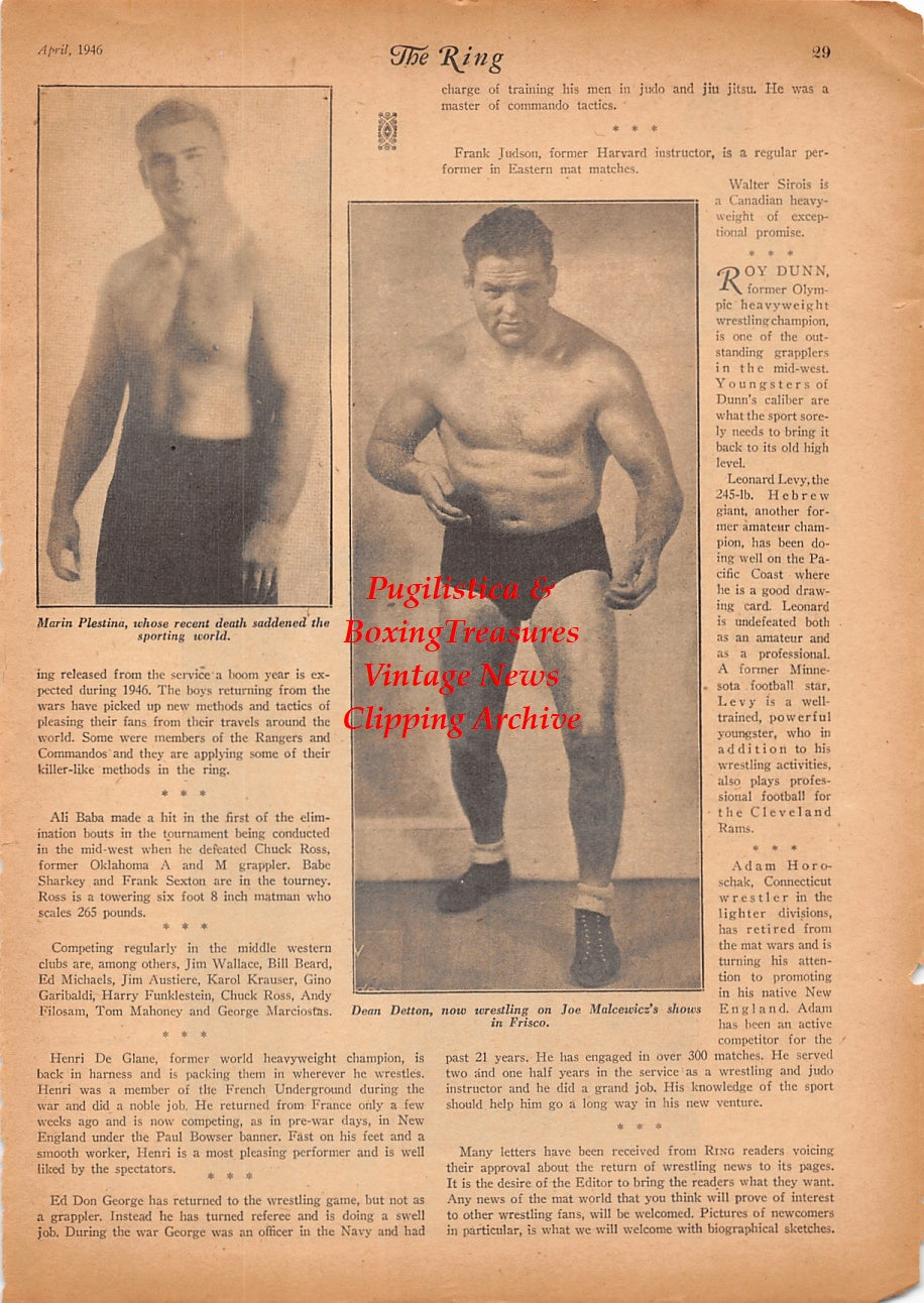 Wrestling News Clipping #244 - Jim Casey, Earl McCready, Ali Baba, Everett Marshall vs. Jim Londos, Marin Plestina, Dean Detton