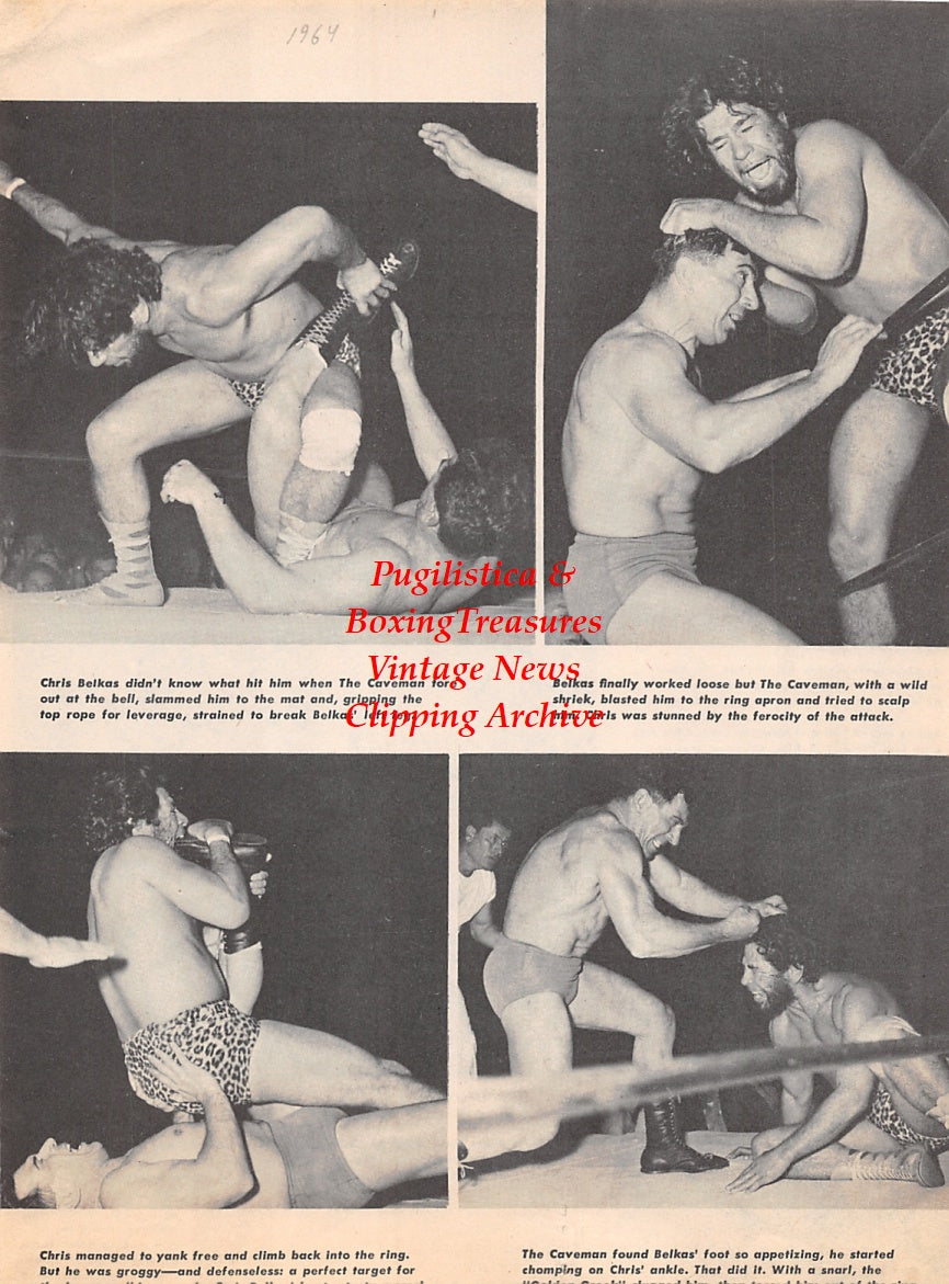 Wrestling News Clipping #47 - The Caveman vs. Chris Belkas "The Golden Greek", Leo Newman