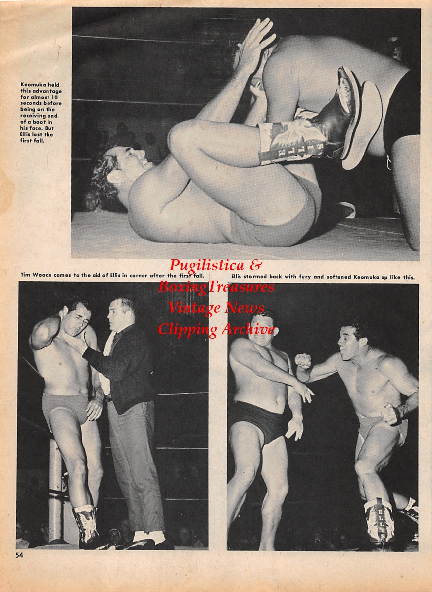 Wrestling News Clipping #62 - Cowboy Bob Ellis vs. Duke Keomuka, Tim Woods
