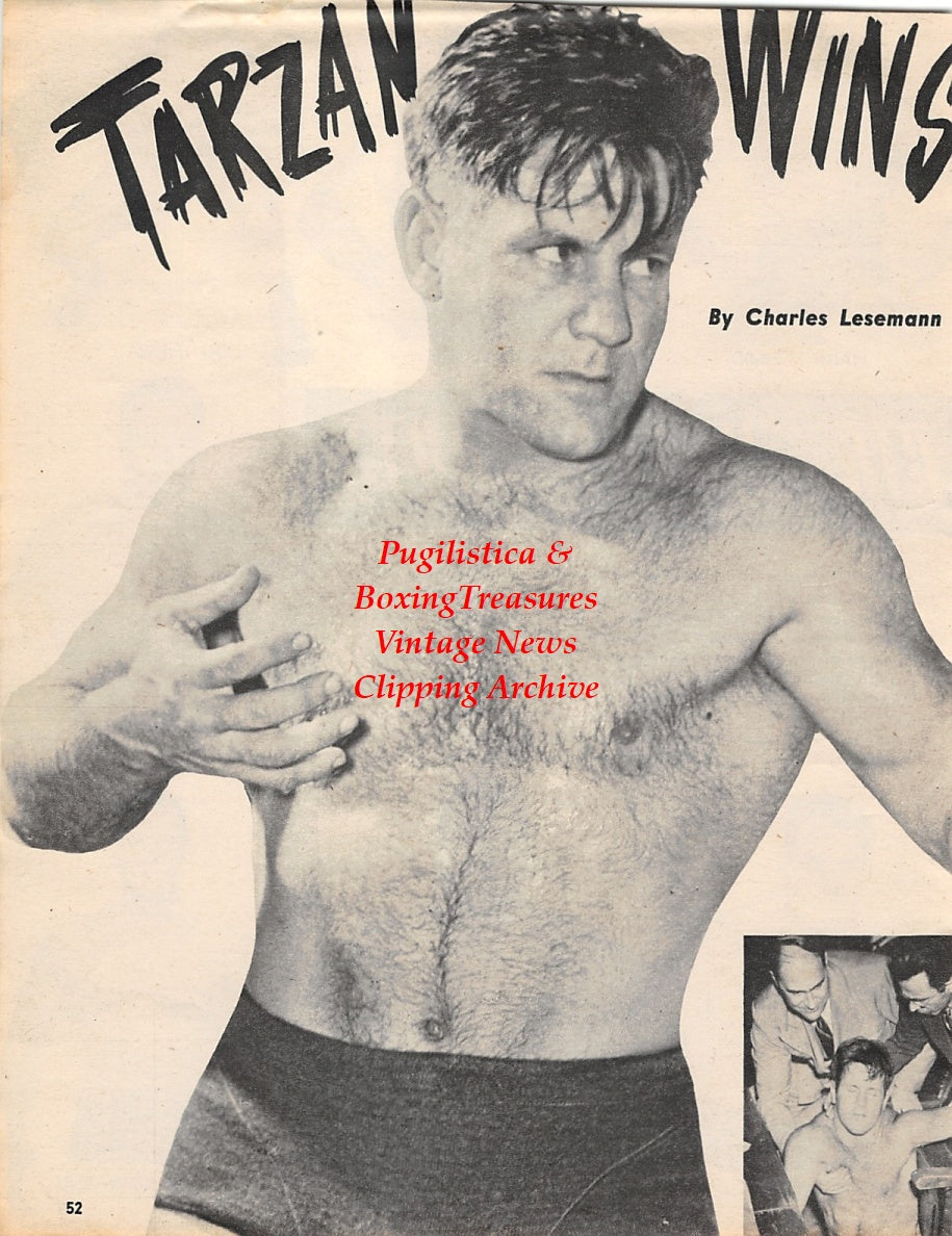 Wrestling News Clipping #76 - Tarzan White, Hans Schmidt, Baron Leone, Lou Thesz, Pat O'Connor, Leo Nomellini, Yukon Eric, Wladek Kowalski