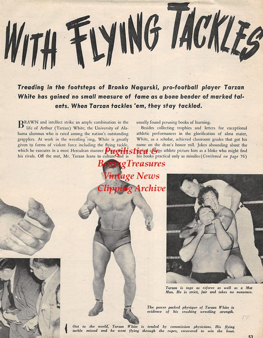 Wrestling News Clipping #77 - Tarzan White, Al Mills, Ernie Dusek, Johnny Rougeau