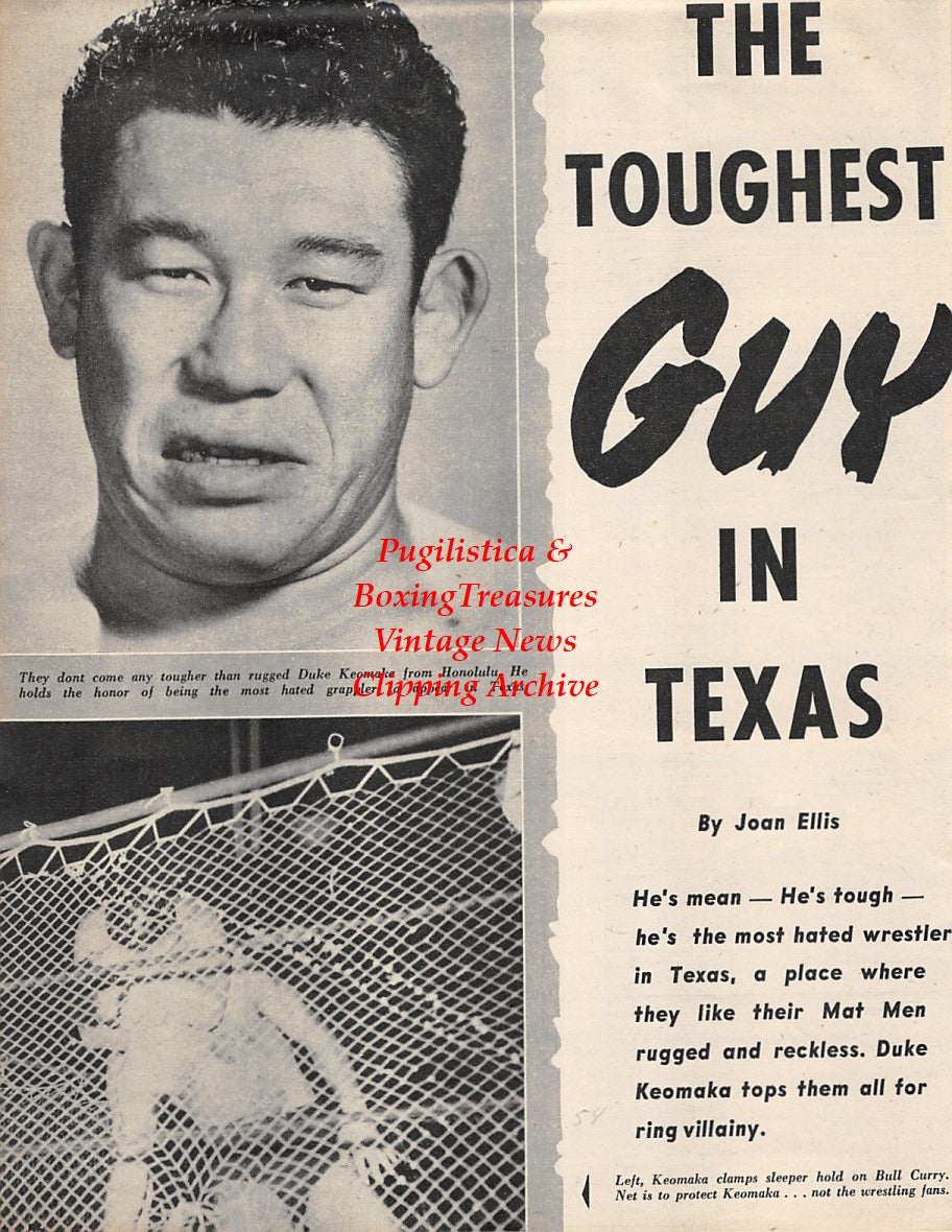 Wrestling News Clipping #78 - Duke Keomaka, Bull Curry, Yvon Robert, Johnny Rougeau, Al Mills, Hans Herman, Killer Kowalski, Verne Gagne, Gene Stanlee, George Drake, Mae Young