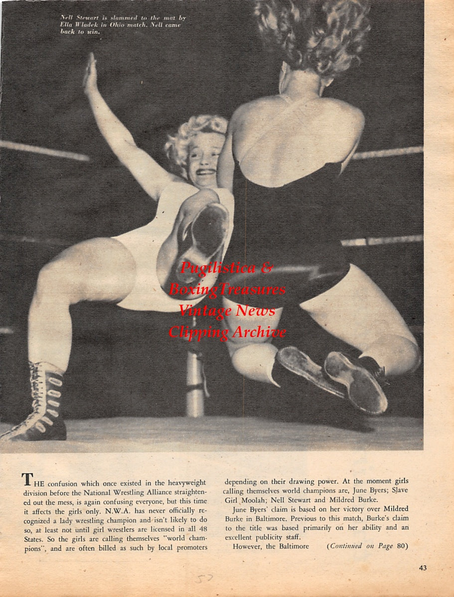 Wrestling News Clipping #83 - Edouard Carpentier, Killer Kowalski, Dick The Bruiser, Joe Walcott, Nell Stewart vs. Ella Wladek