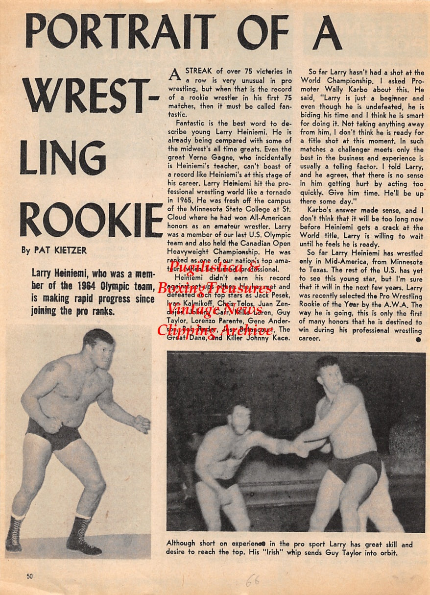 Wrestling News Clipping #98 - Larry Heiniemi, Guy Taylor