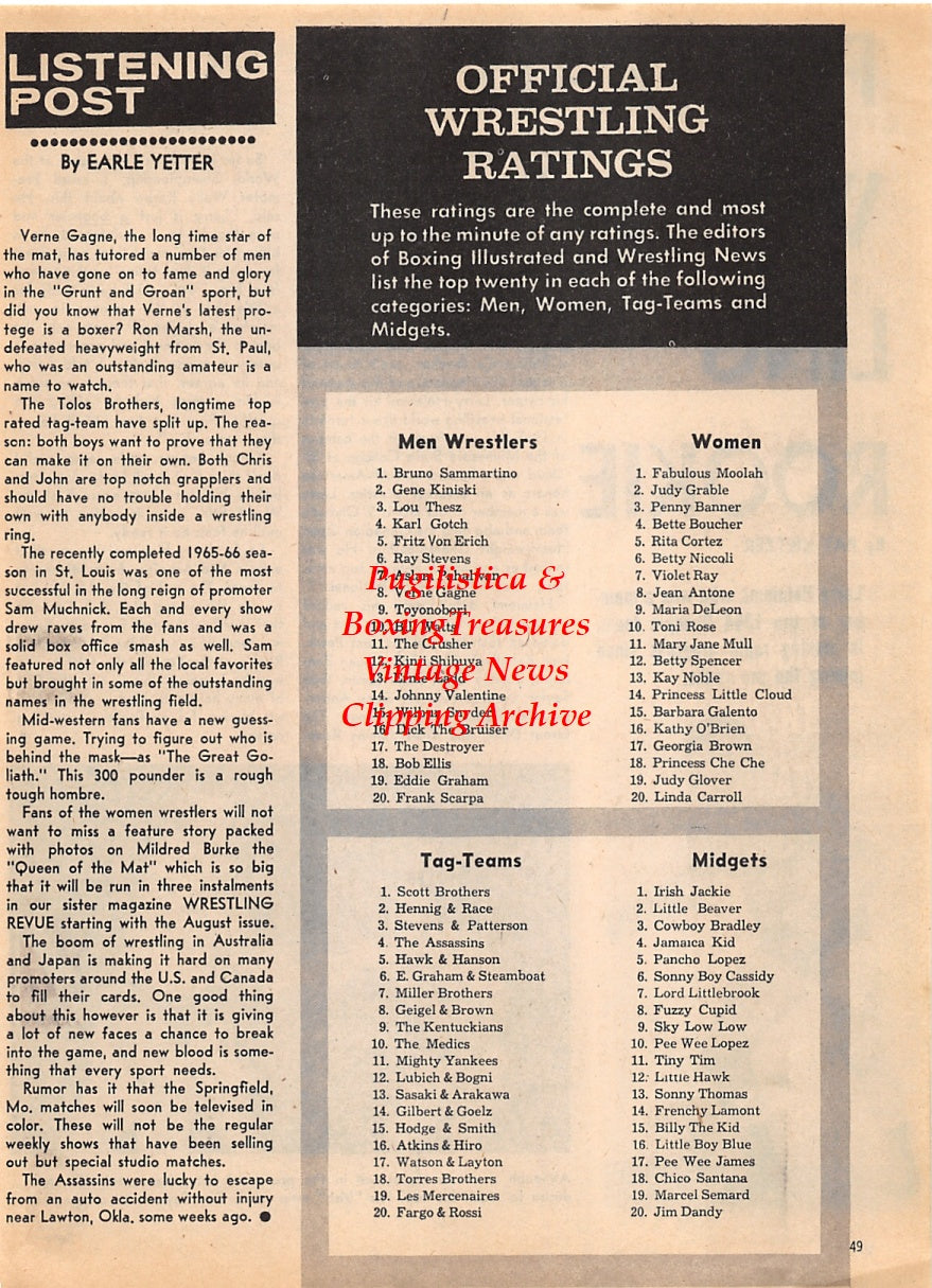 Wrestling News Clipping #98 - Larry Heiniemi, Guy Taylor